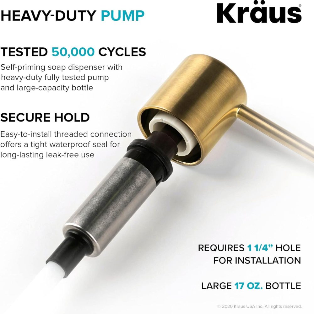 KRAUS Boden Kitchen Soap and Lotion Dispenser in Brushed Brass, KSD-53BB - Image 3